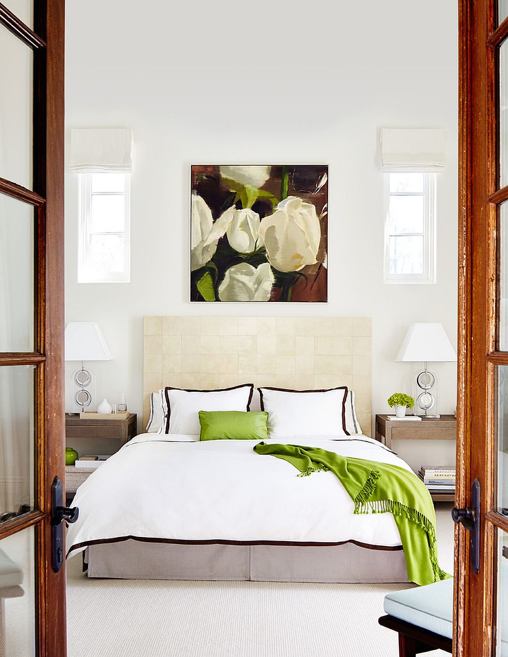 Fun-way-to-add-color-to-the-bedroom-in-white