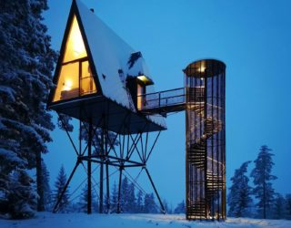 Classy and Reclusive Cabins on Stilts Take You into a Secluded Nordic Forest