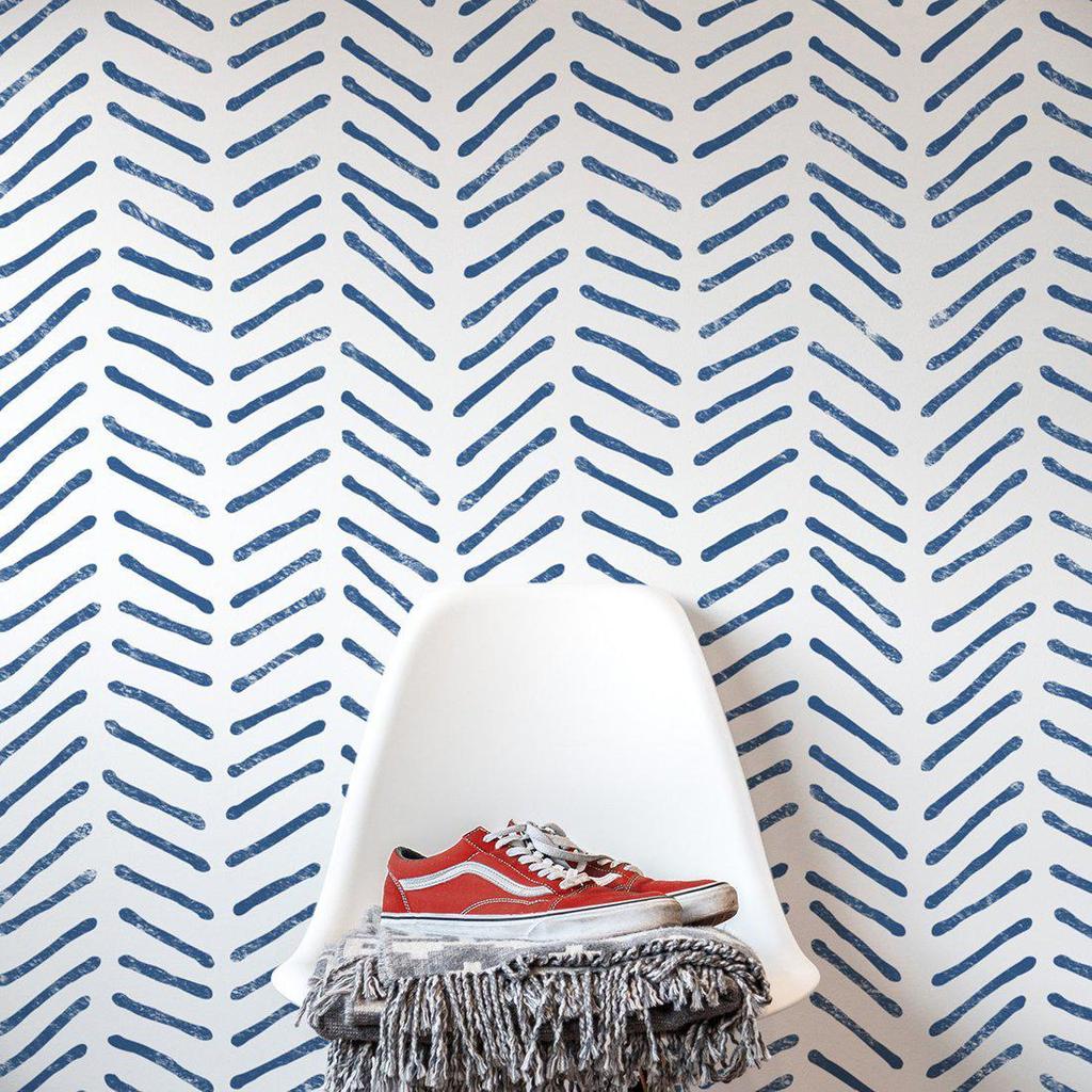 Herringbone wall stencil