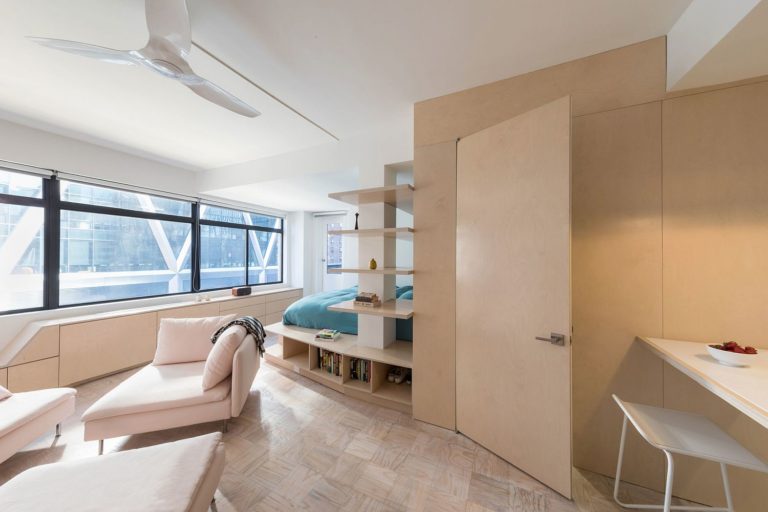 UltraTiny Manhattan Apartment with WedgeShaped, SpaceSavvy Partition