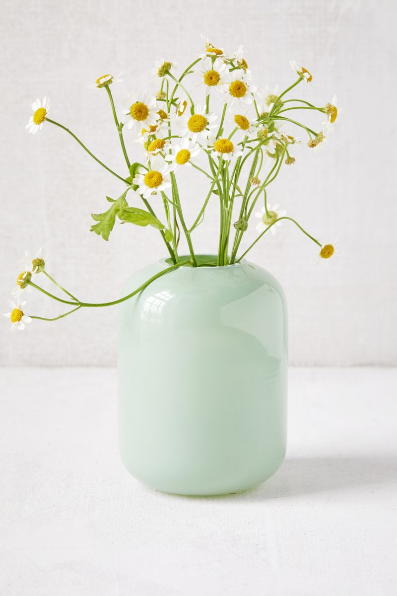 Milk glass bud vase in mint