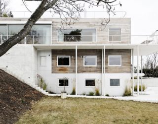 Reconstructed Multi-Level Hillside Home in Oslo Wrapped in Concrete and Wood