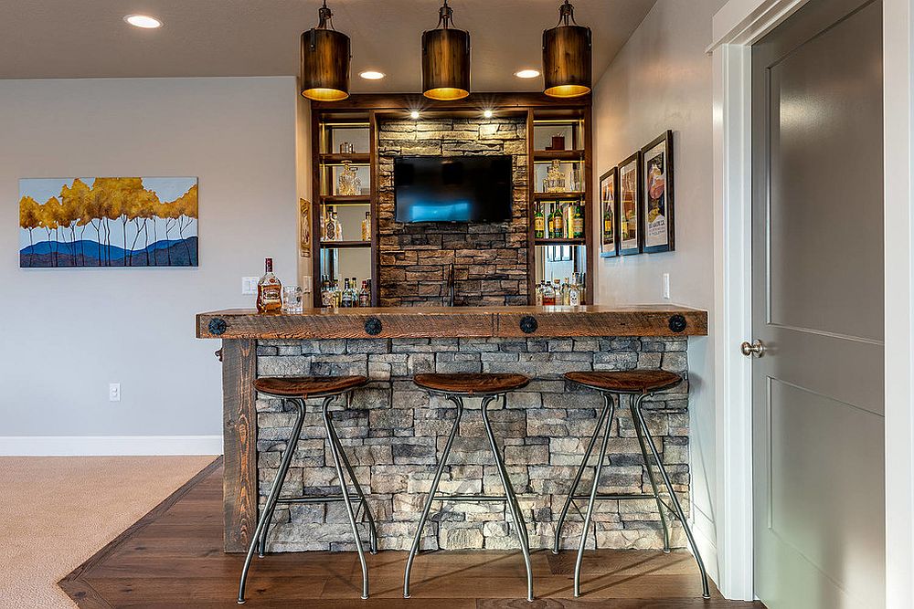 Rustic style bar stools for the home bar