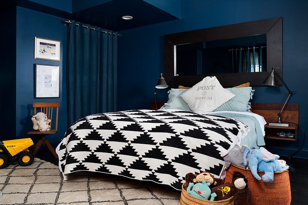 Black and deals dark blue bedrooms