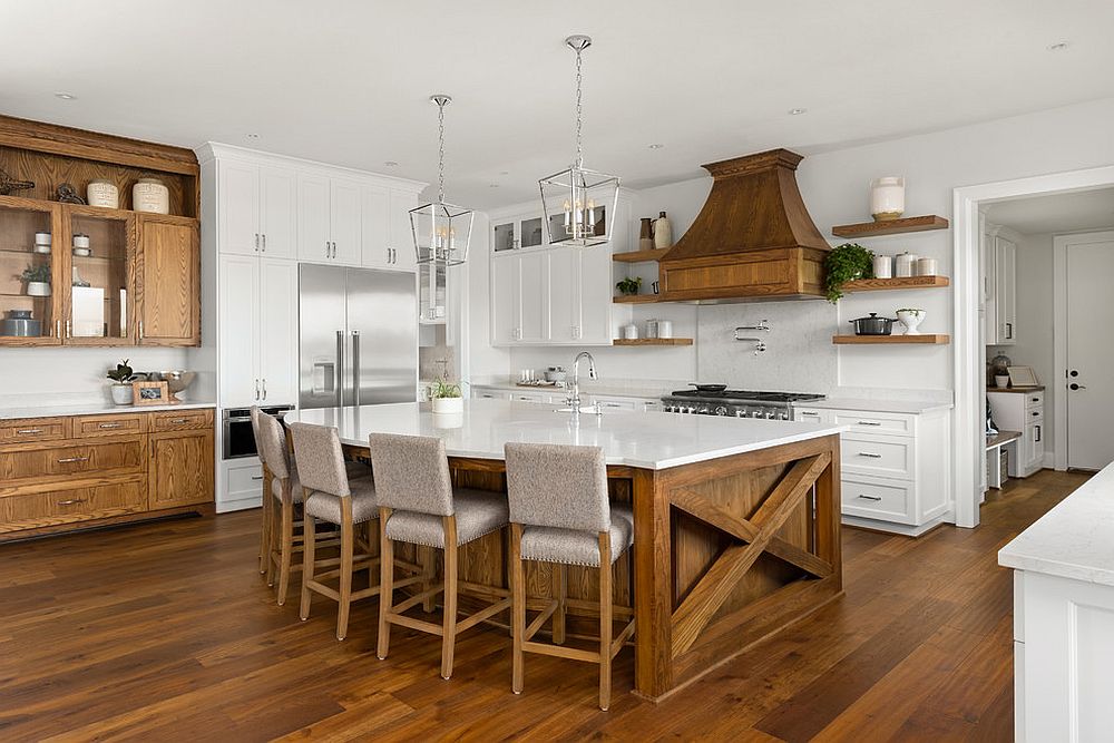 white and dark wood farmhouse kitchen table