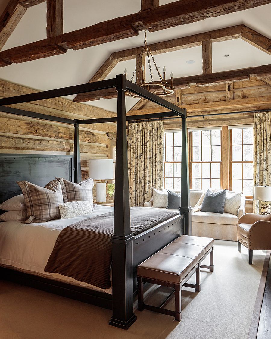 Finding balance between modern and rustic elements in the spacious bedroom