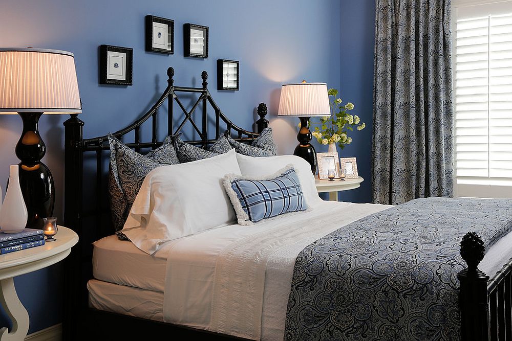 Lovely-traditional-bedroom-in-black-and-blue-with-ample-natural-light