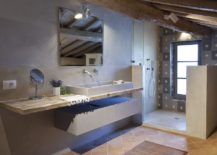 Modern-farmhouse-bathroom-with-terracotta-tile-flooring-217x155
