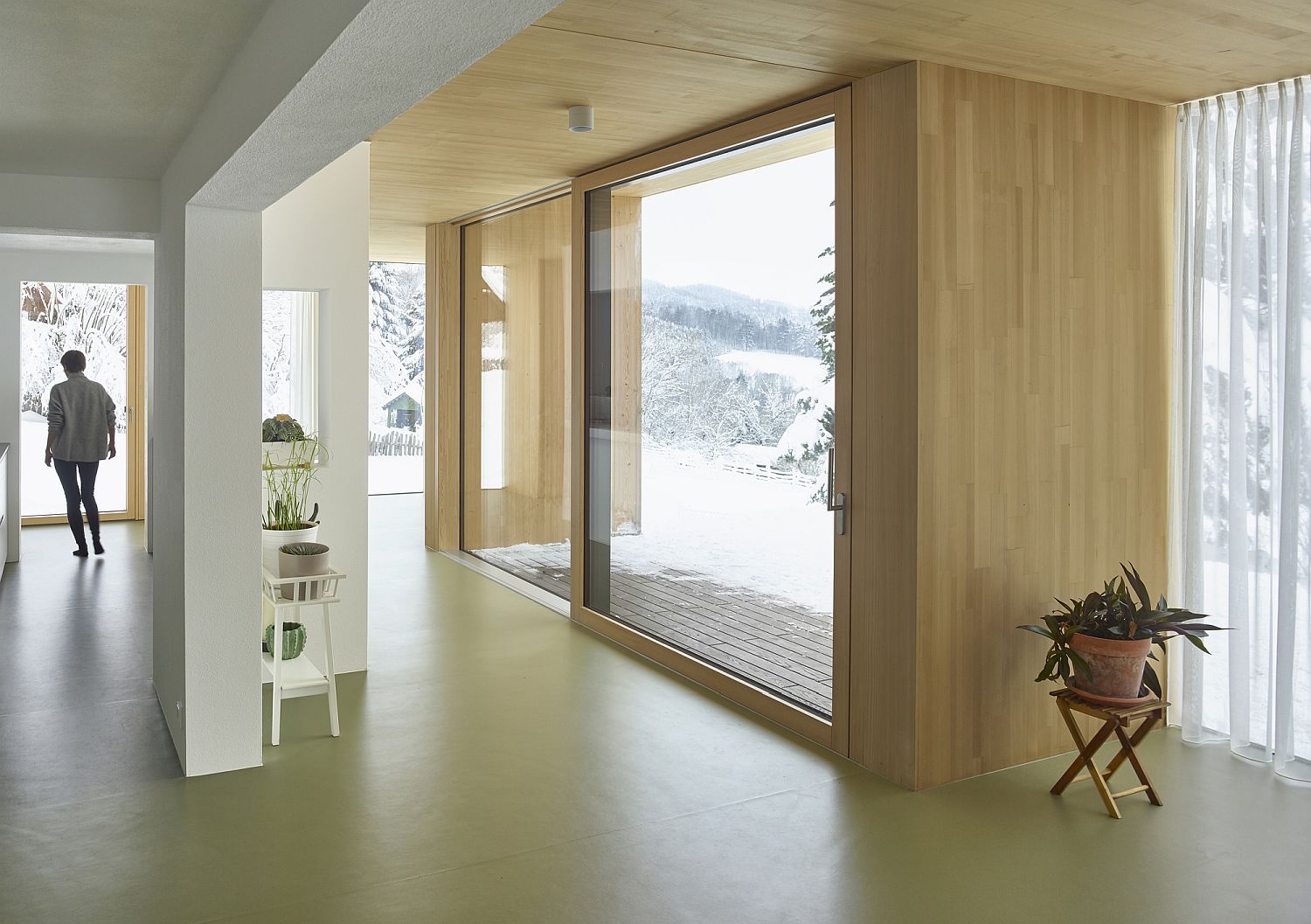 Open plan living area of the Rundherum home