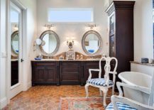Perfect-modern-Mediterranean-bathroom-in-white-with-terracotta-floor-tiles-217x155