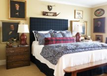 Plaid-vintage-photographs-and-woodsy-decor-for-the-modern-rustic-bedroom-in-light-yellow-217x155