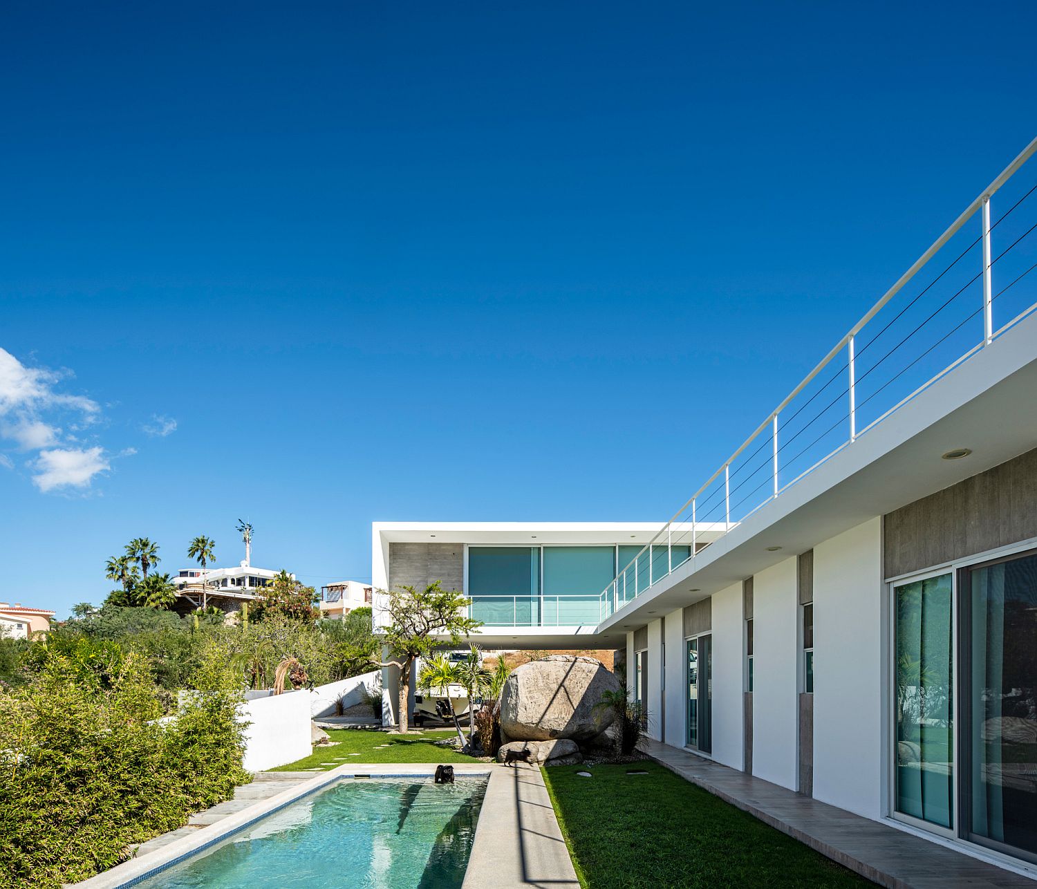 Rocky landscape becomes a part of the swimming pool setting