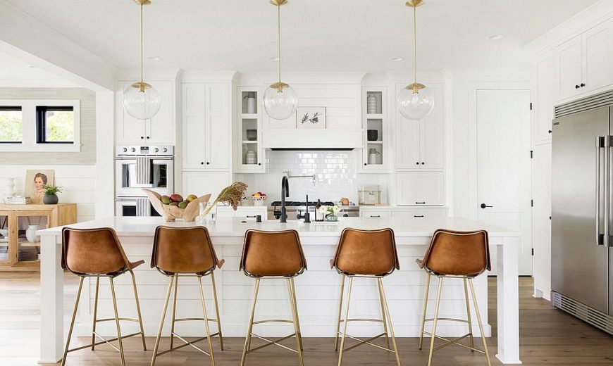 Brown Leather Breakfast Bar Stools, Best Bar Stools For White Kitchen