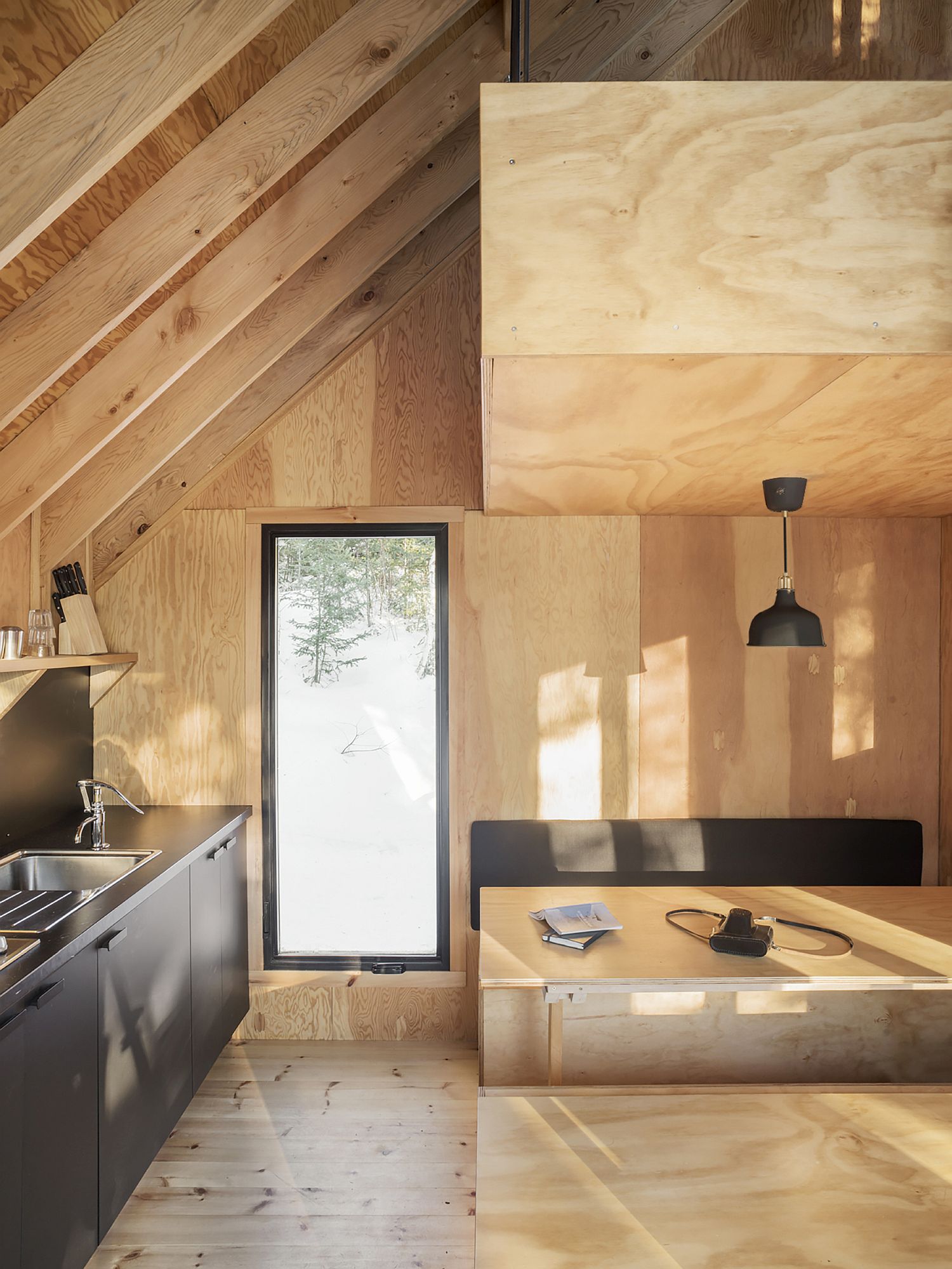 Woodsy cabin interior is both modern and timeless