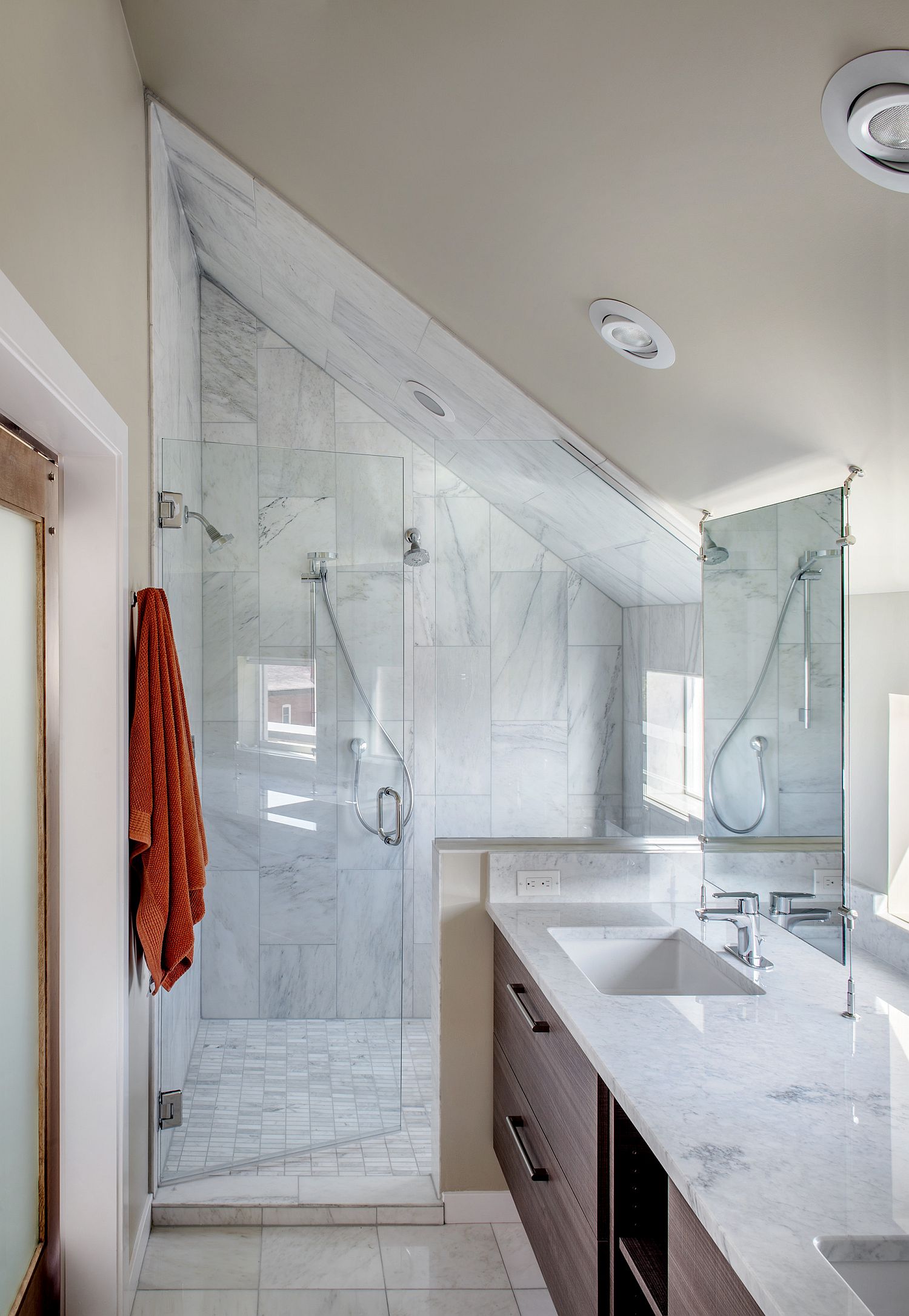 Attic level bathroom of the master suite