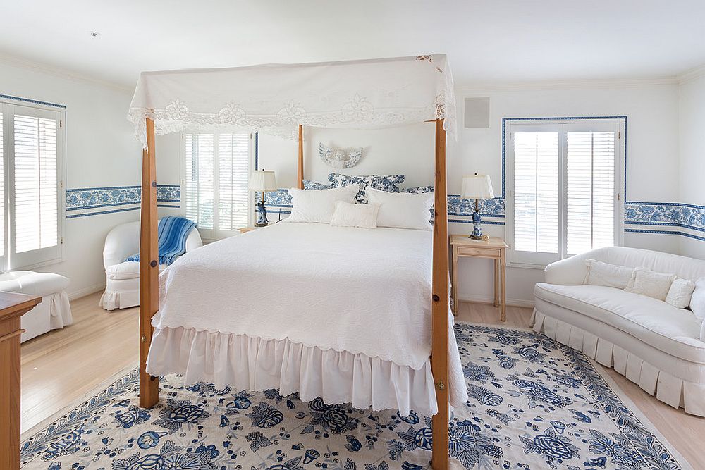 Bedroom rug also adds to the flowery pattern all around