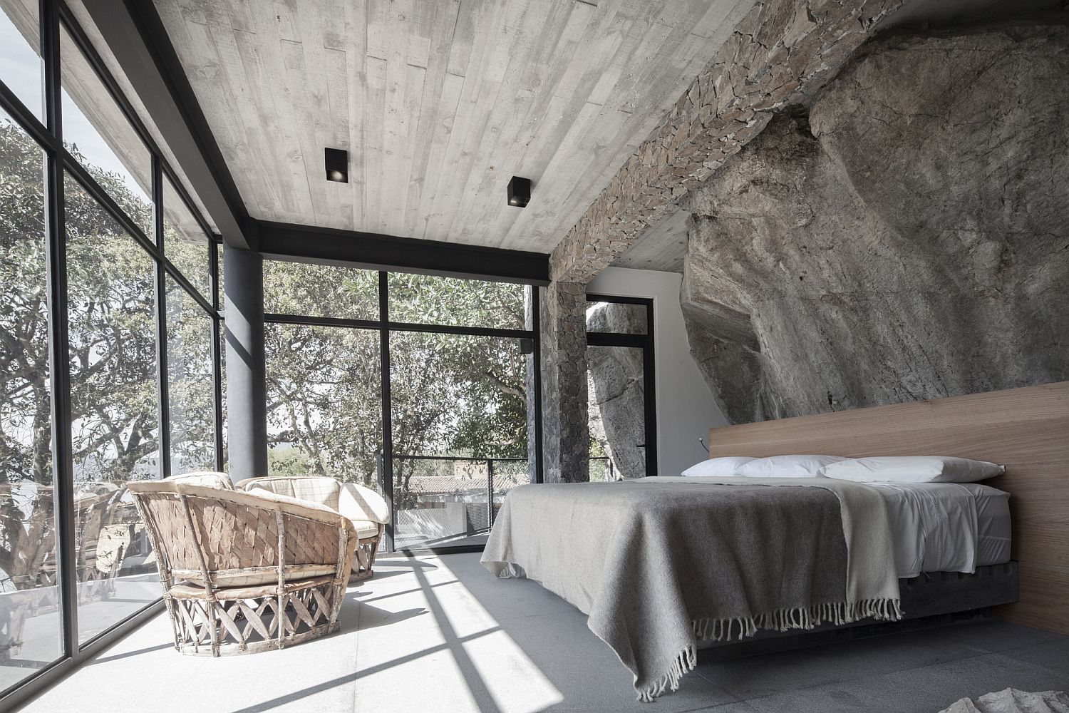 Ceiling beams can come in a variety of ways in the bedroom!