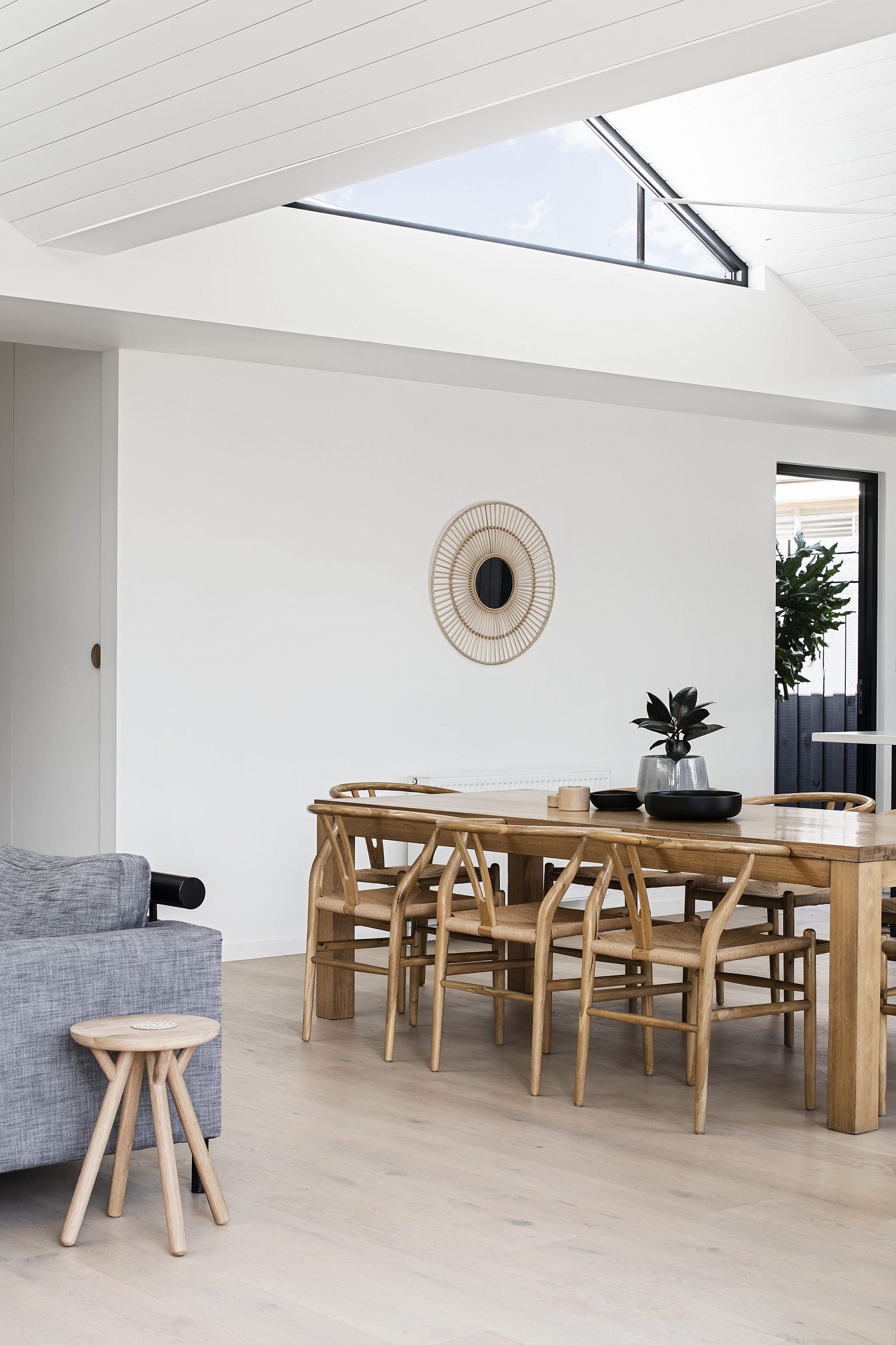 Clerestory windows bring light deep into the old house structure as well