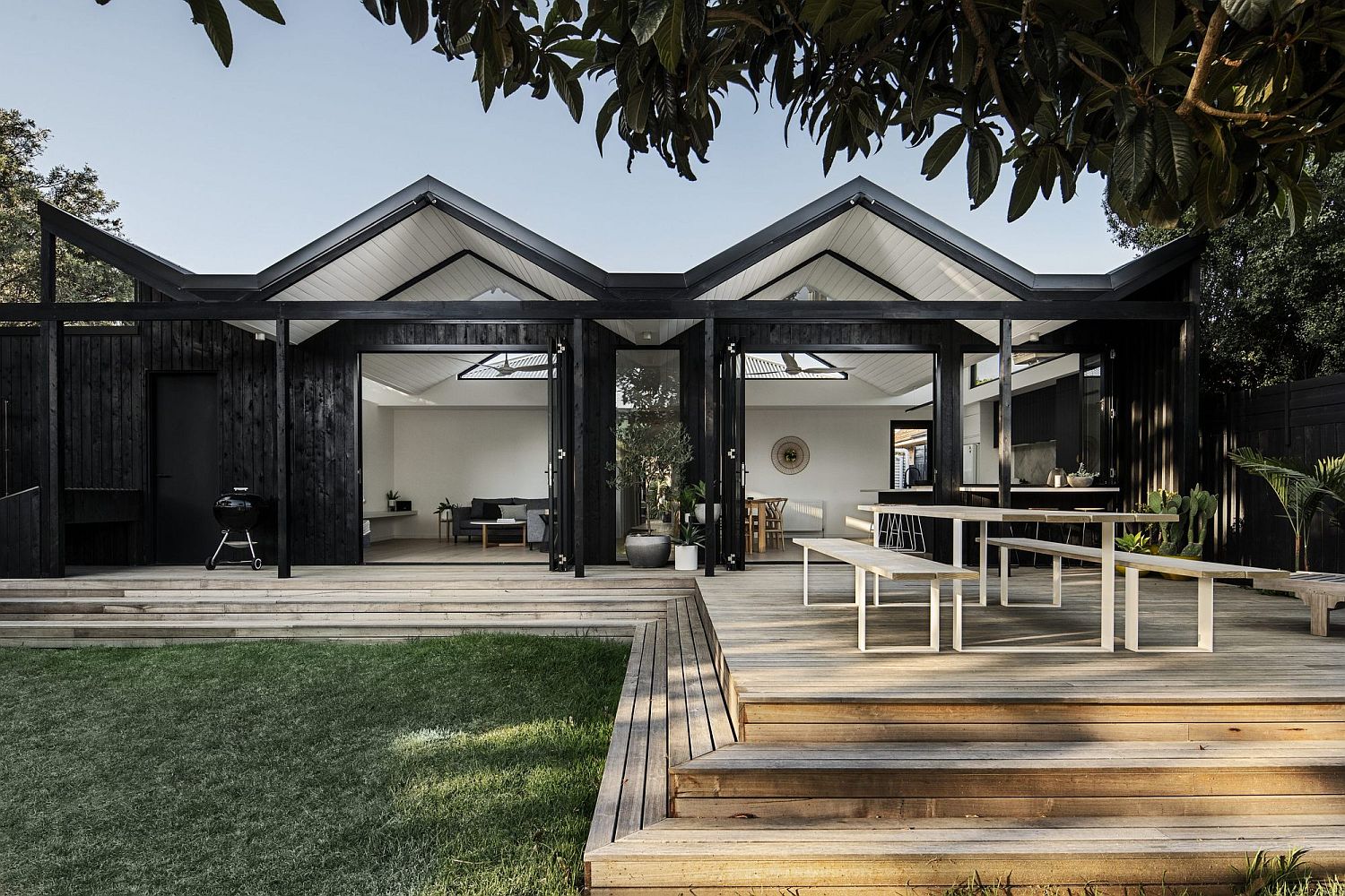 Contemporary rear extension of old weatherboard home in the suburbs of Melbourne