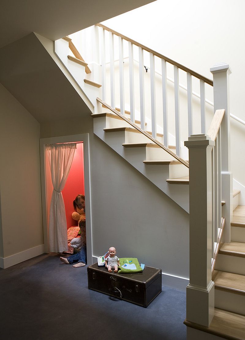 Create a cool kids' hangout under the stairway