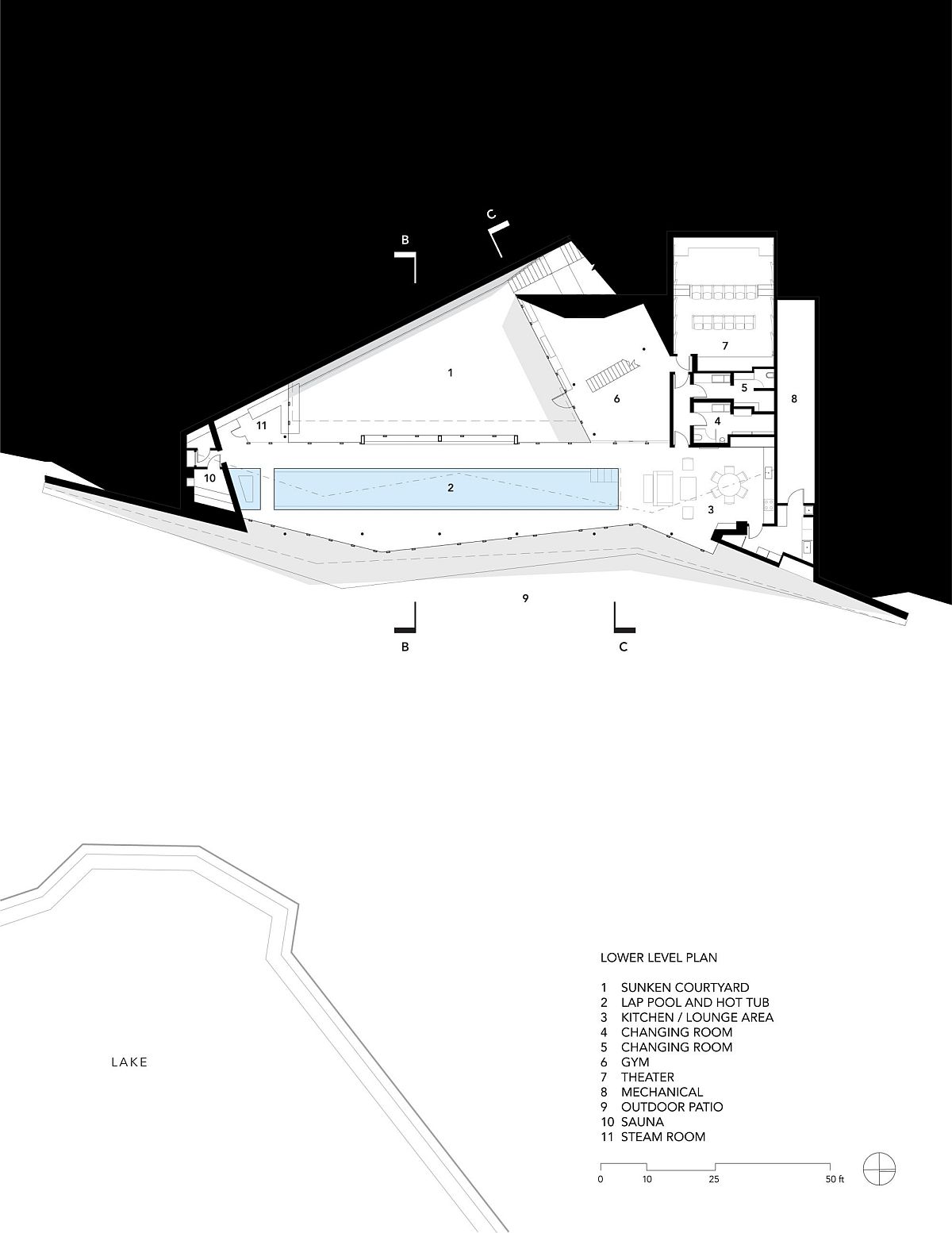 Design plan of the Pool Pavilion in Adirondack Mountains