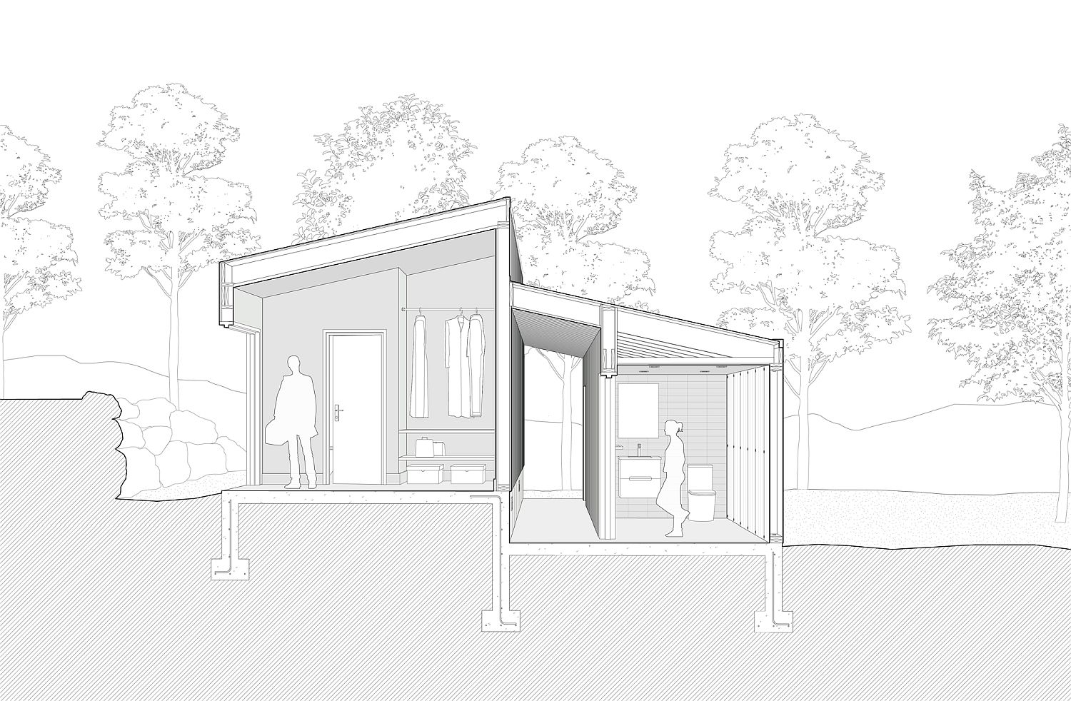 Design plan of the small pavilion in woods