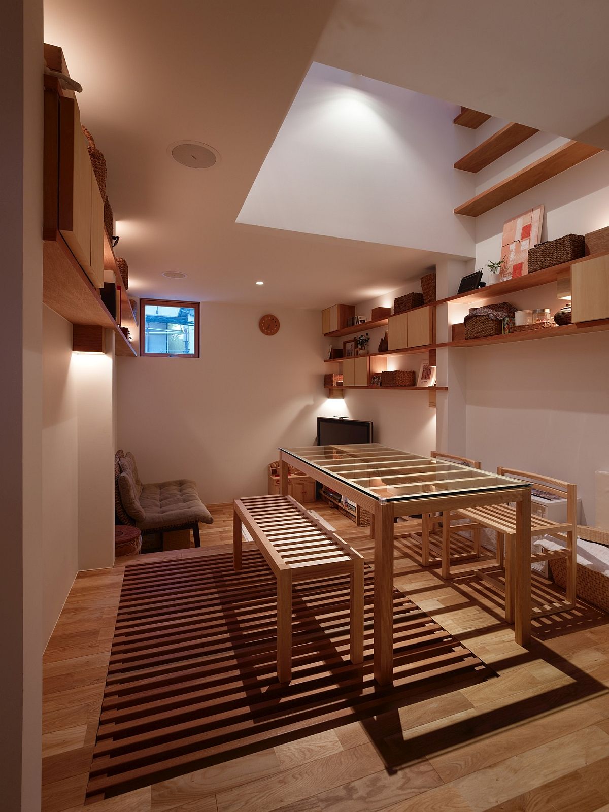 Dining area next to kitchen and living space on the lowest level