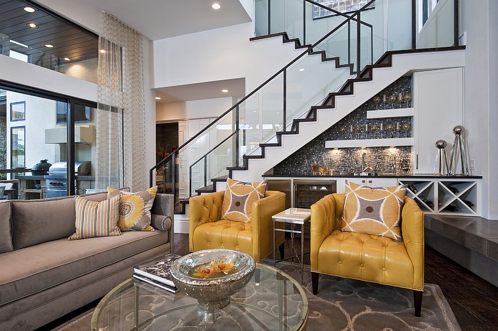 Finding space for the home bar under the staircase