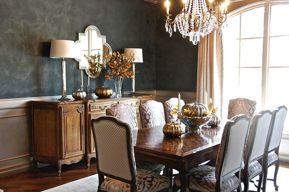 Giving the classic rustic motifs in the dining room a modern twist