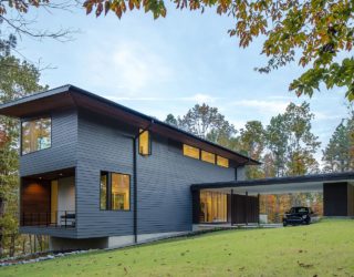 Merkel Cooper Residence: Gray Sophistication Engulfed in Woodsy Charm