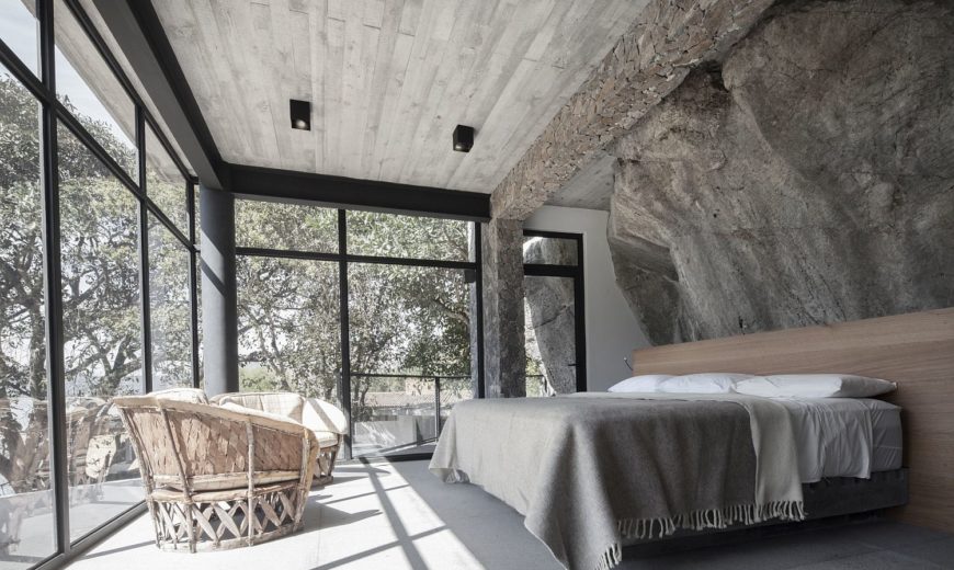 Stunning Natural Rock-Clad Bedroom Steals the Show at this Mexican Home!