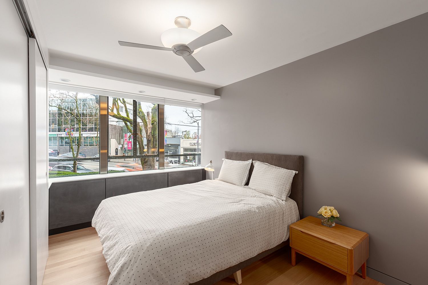 Modern bedroom in white and gray