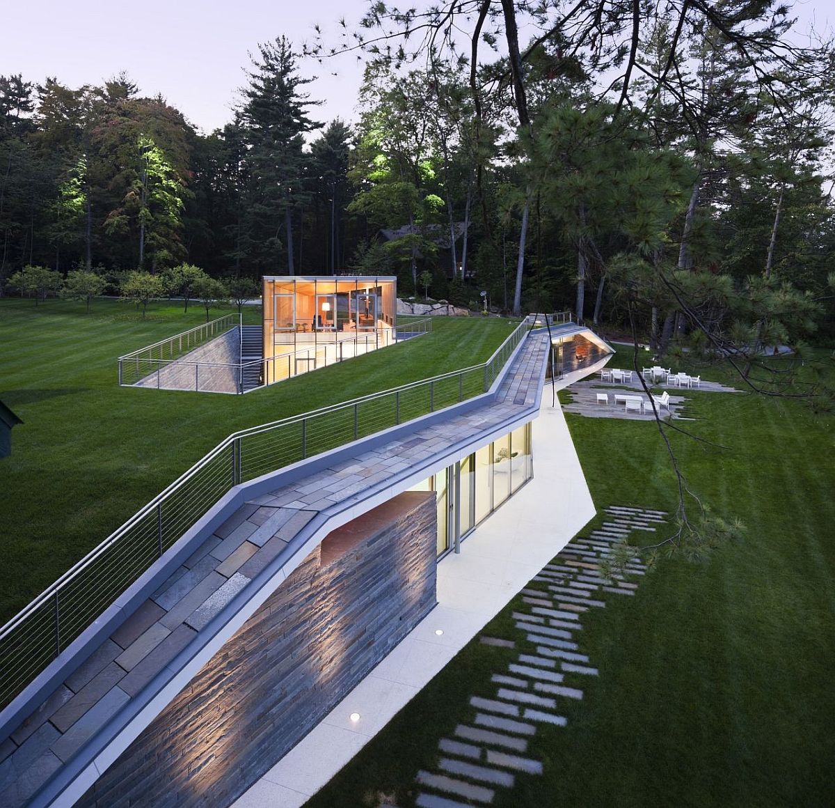 Recreational center in Adirondack Mountains blends in with the landscape