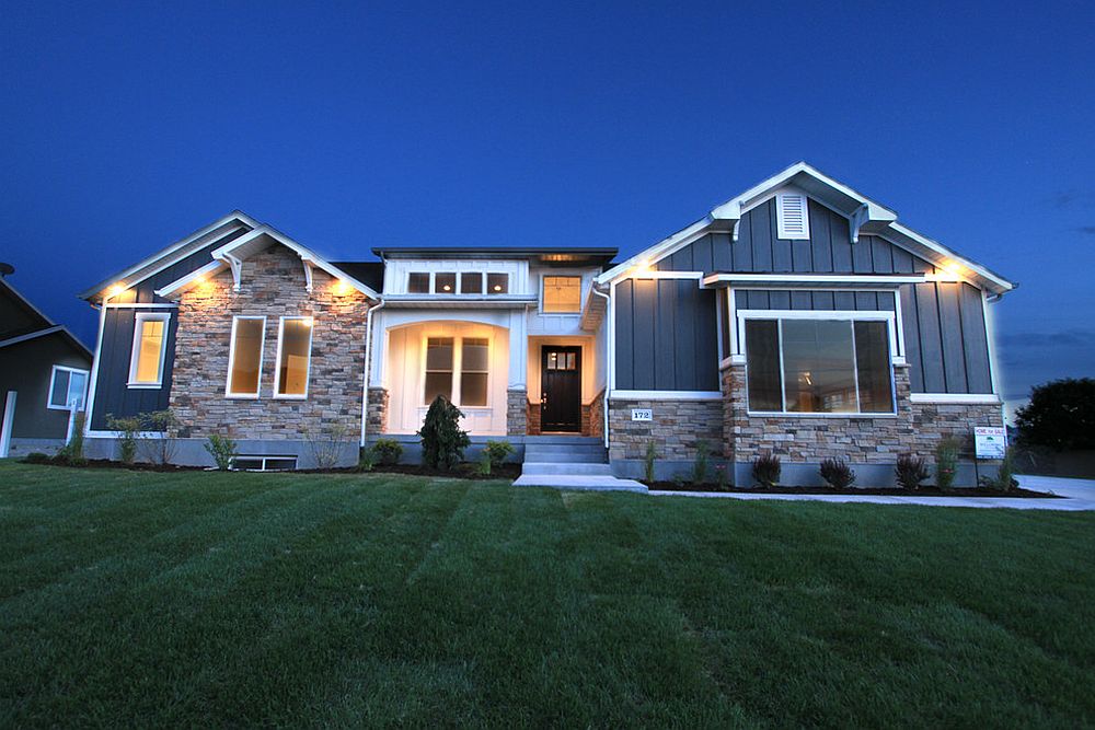 Unique use of navy blue for the home exterior