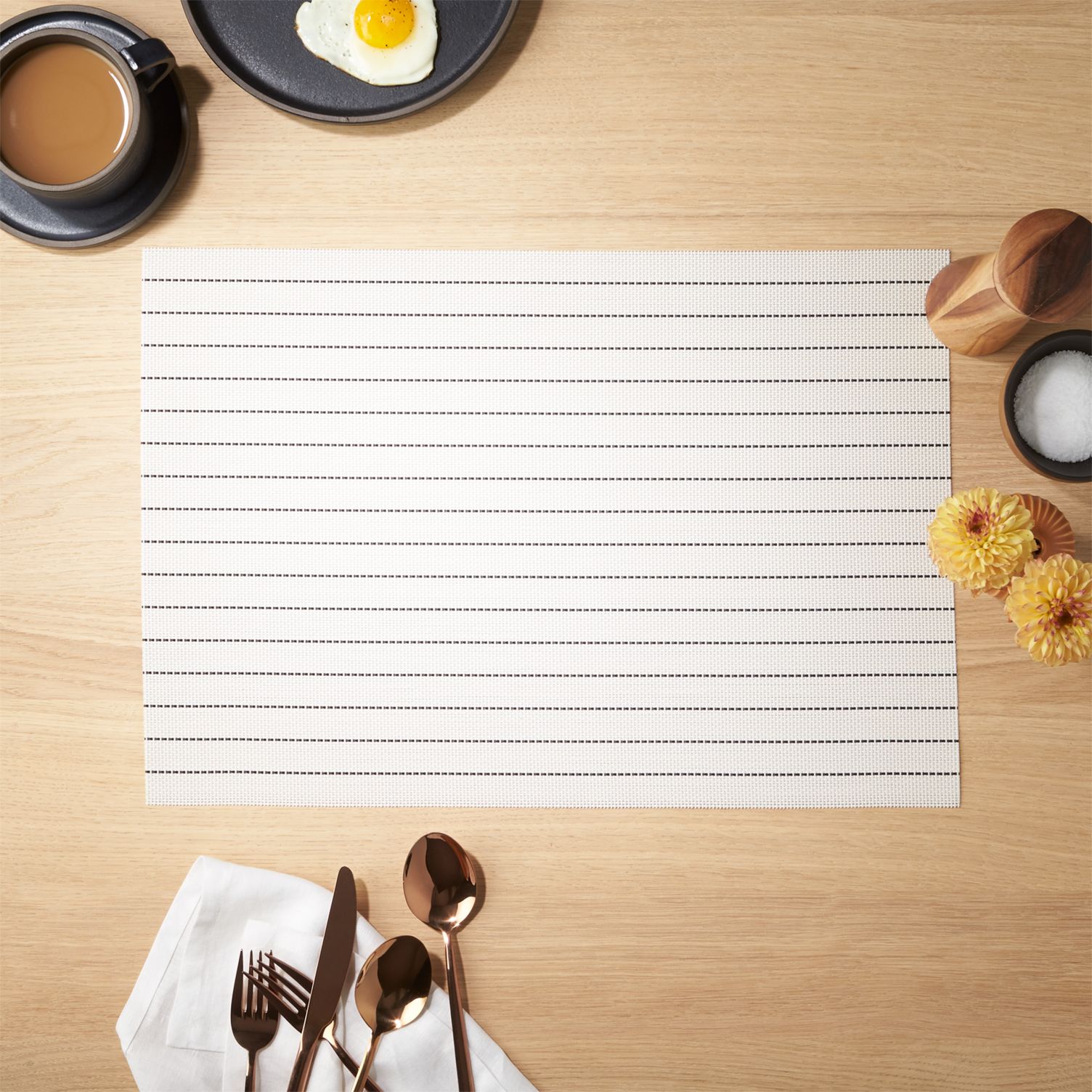 Black and white striped placemat