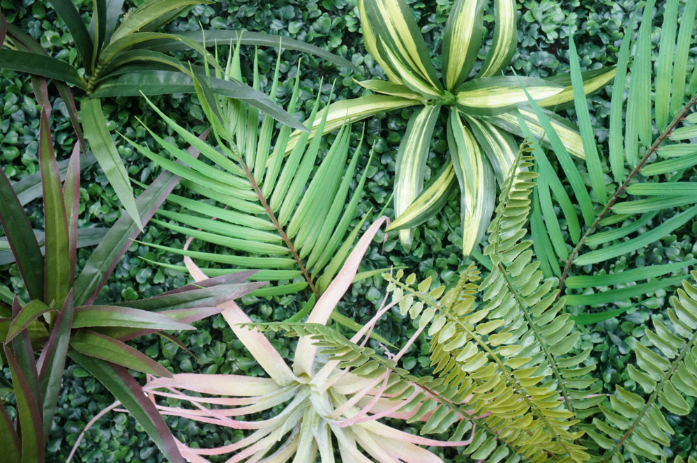 Faux-living-wall-greenery