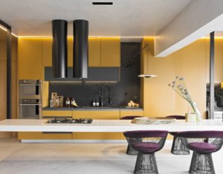 Amazing Hanging Island Shapes This Awesome Penthouse Kitchen in Sao Paulo