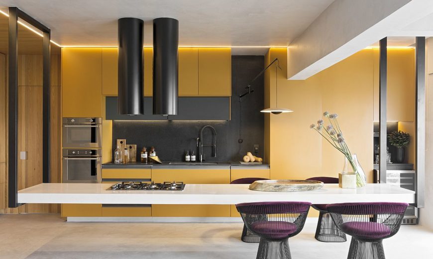 Amazing Hanging Island Shapes This Awesome Penthouse Kitchen in Sao Paulo