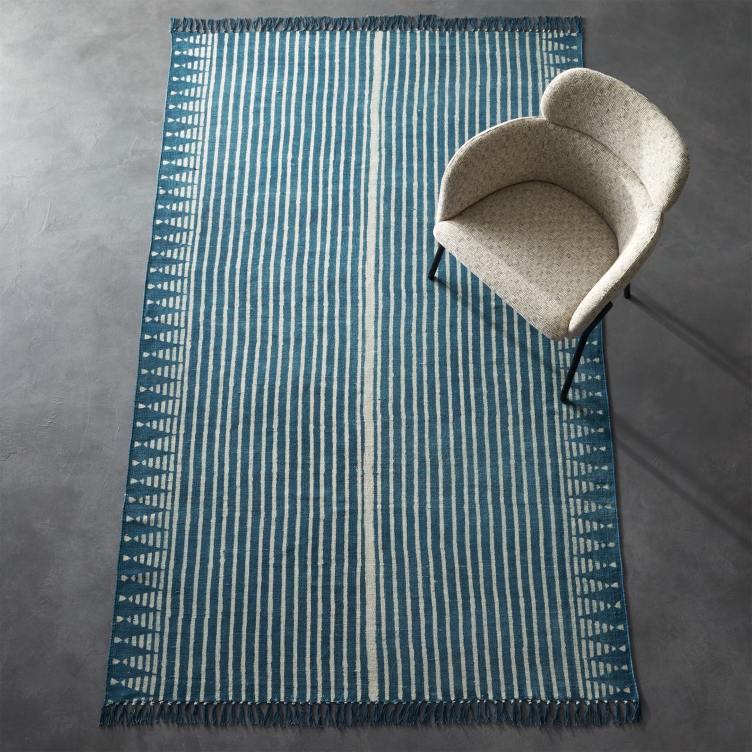 Indigo-striped-rug