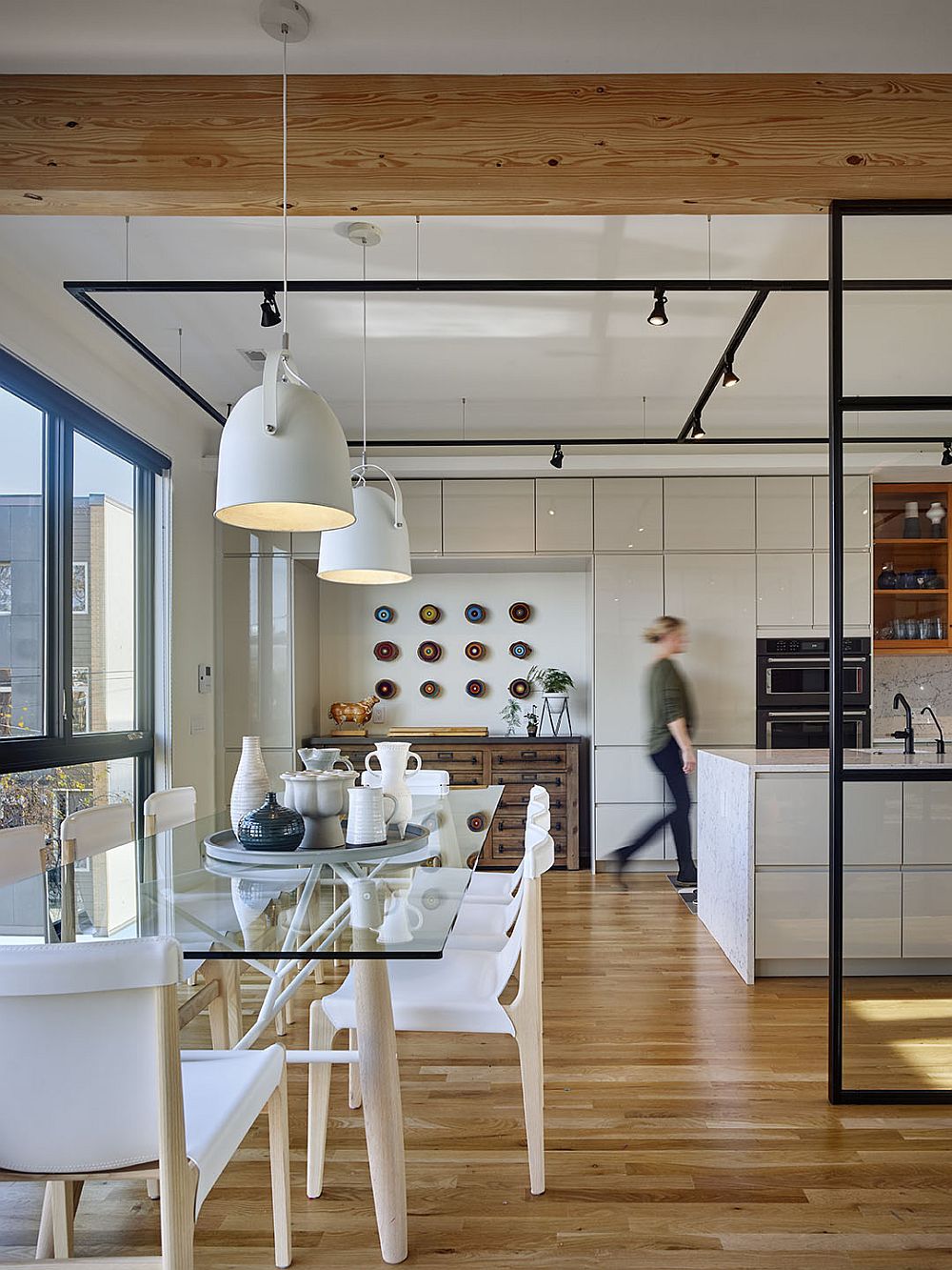 Kitchen and dining area on the second floor of the house