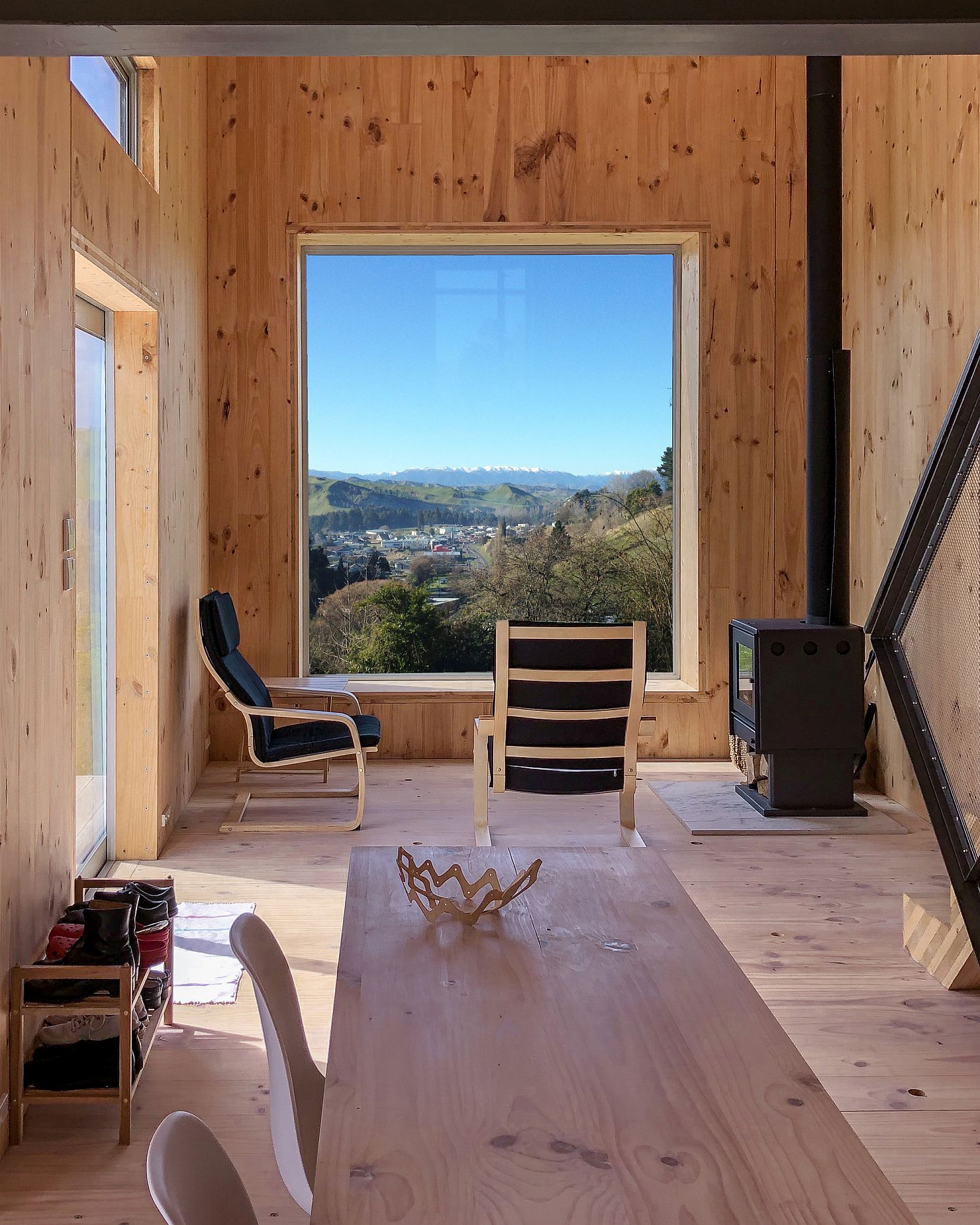 Picturesque views of forest landscape and hills from the cabin