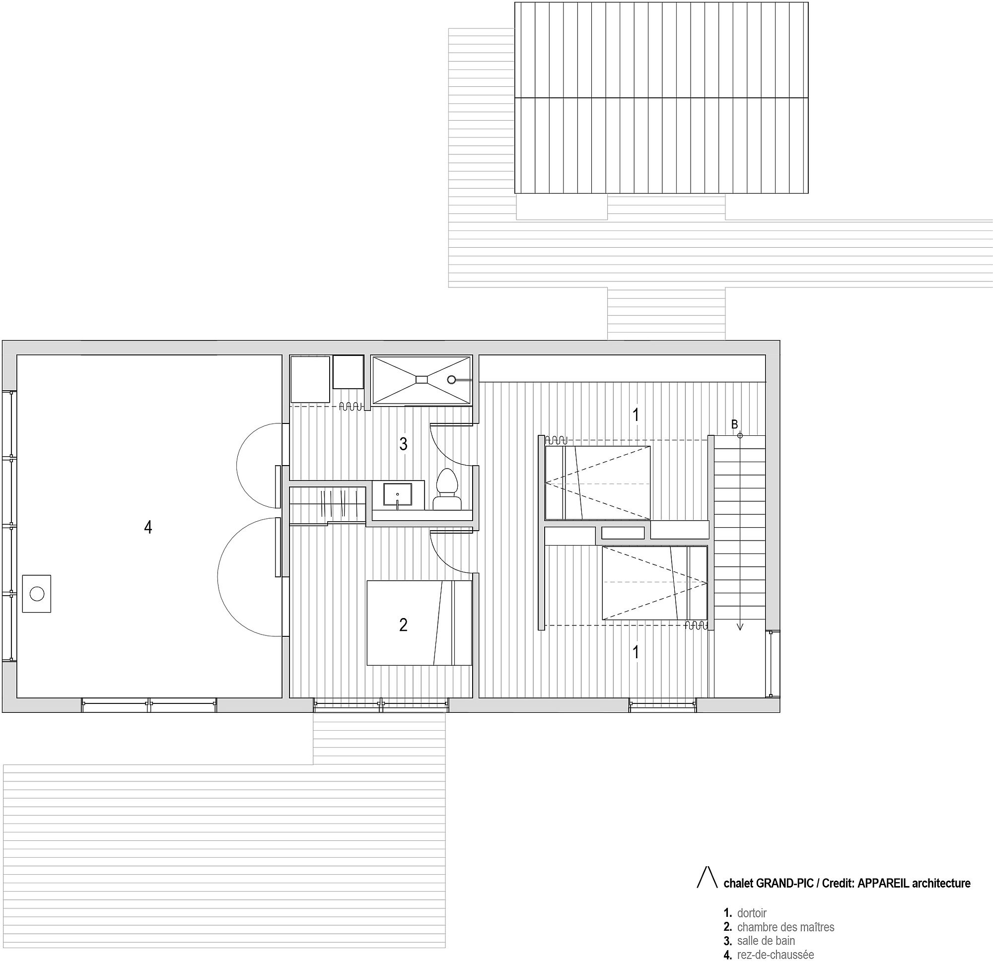 Second level floor plan of Grand-Pic Chalet