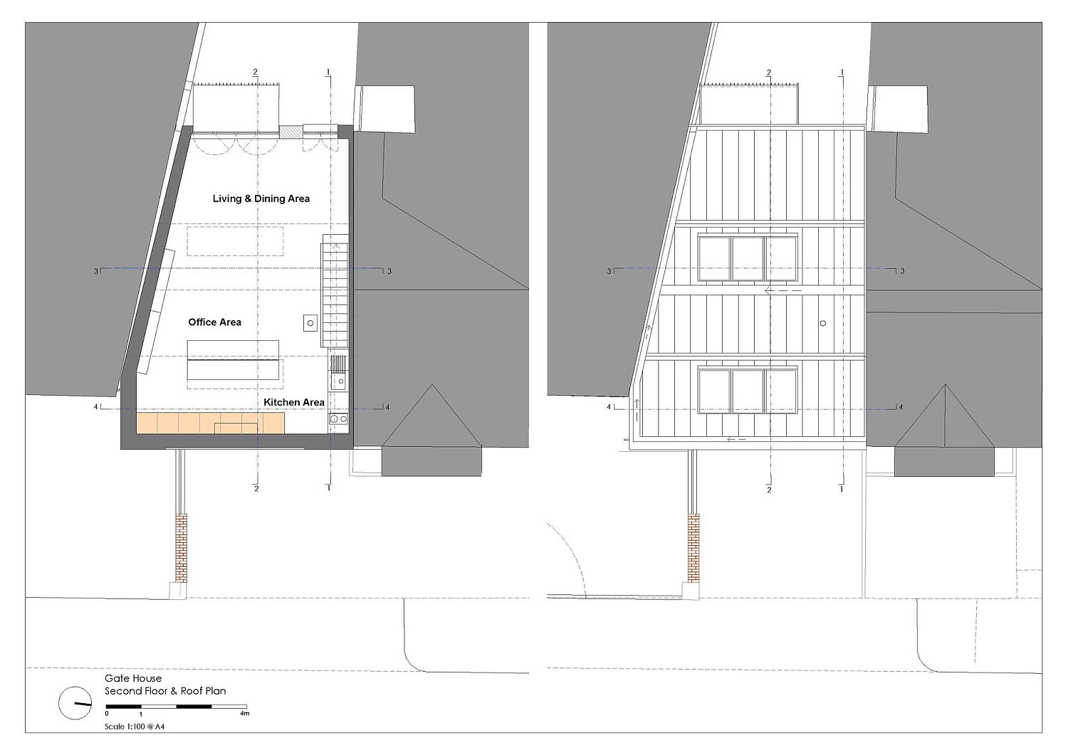 Upper level floor plan of unique British home