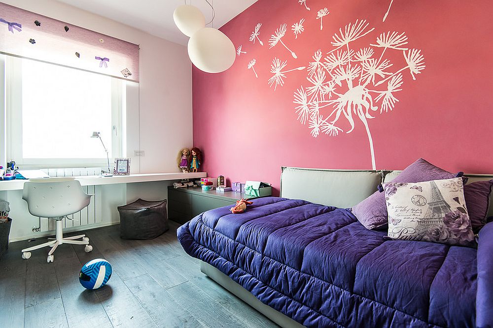 Wall-mural-for-the-accent-pink-wall-in-the-small-kids-room
