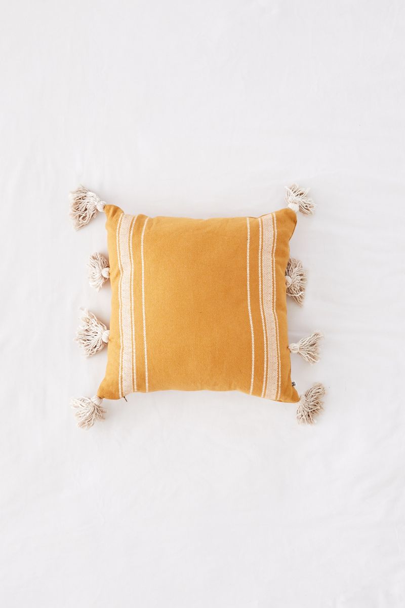 Yellow striped throw pillow from Urban Outfitters