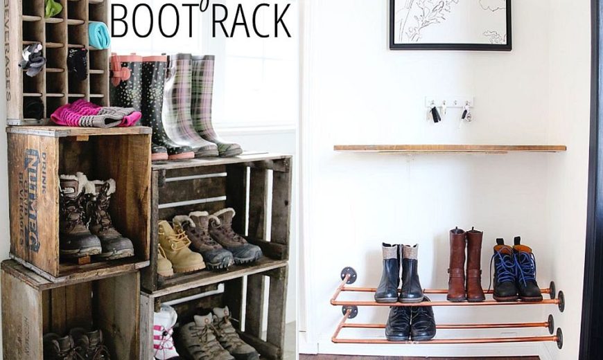 Wall mounted reclaimed timber welly rack boot rack Home & Living Storage & Organisation Shoe Storage shoe rack 