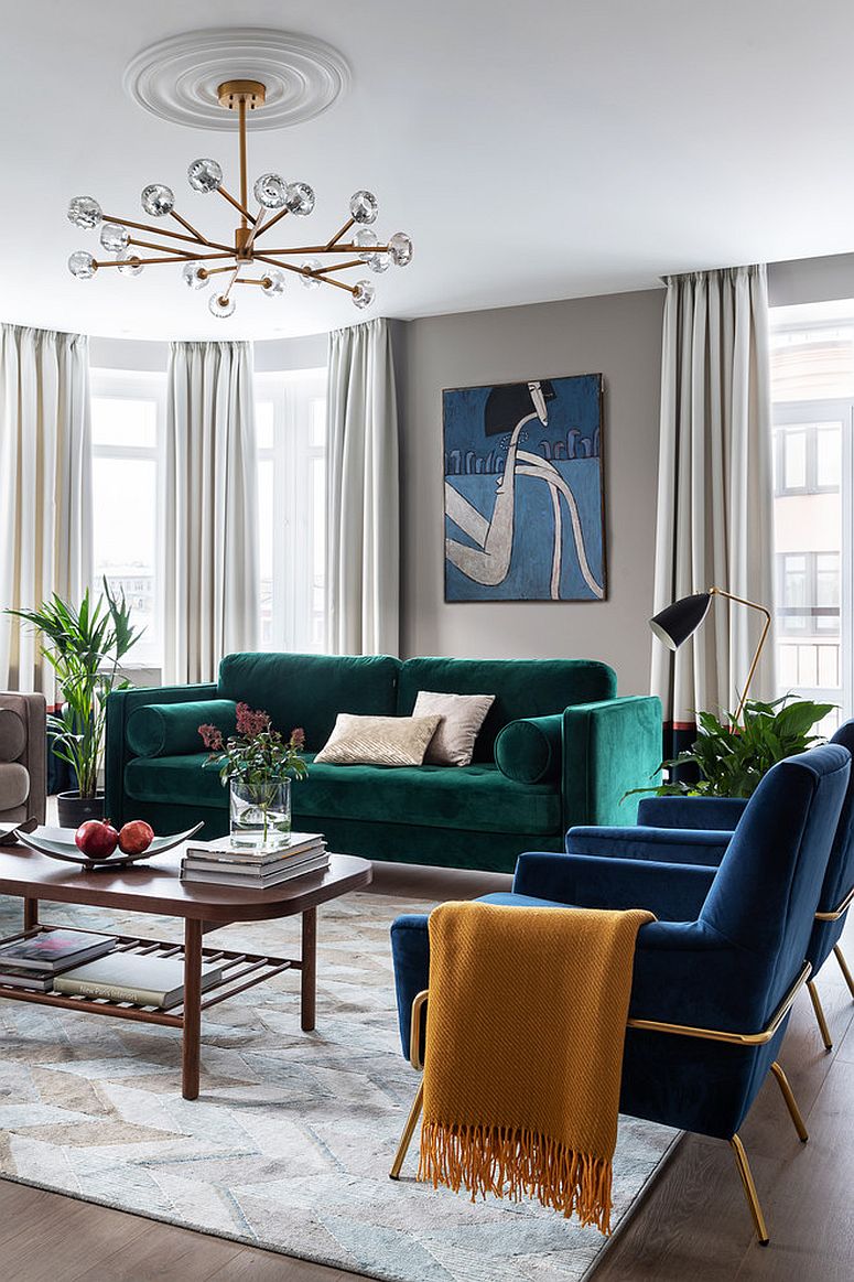 30+ Gorgeous Emerald Green Sofa Living Room Ideas  