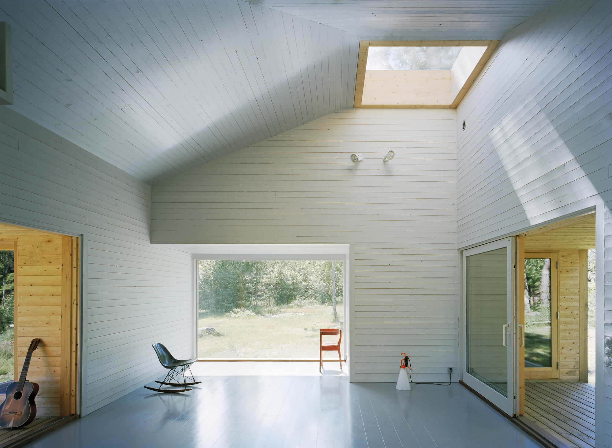 Central skylight brings ample natural light into the small summer home