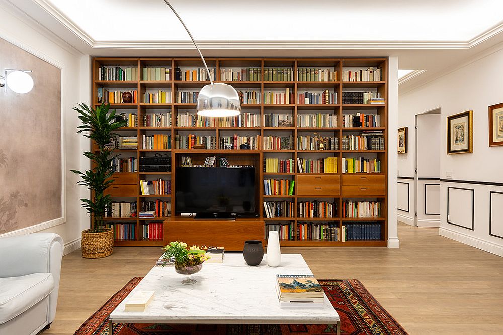 Clever wooden shelf with ample space for books