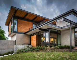 Concrete, Wood and Metal Beams: Multi-Level Hilltop Residence in Austin